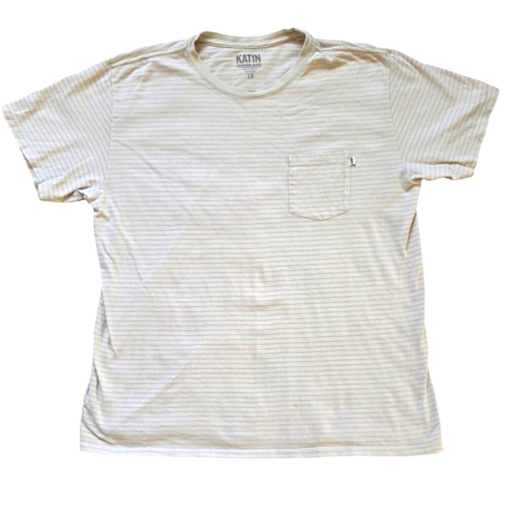 Katin Men's Short Sleeve Striped T Shirt Size L Preppy Everyday Tee Surfer